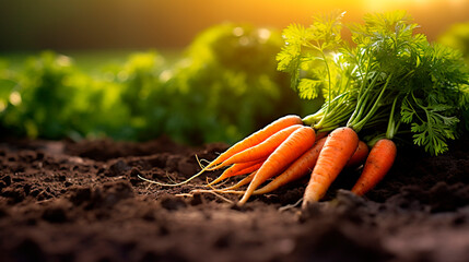 Carrot harvest in the garden. Generative AI,