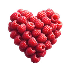 Fruitful Embrace: Raspberry Heart on Clear Backdrop, GENERATIVE AI