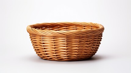 Empty wicker basket isolated on white background