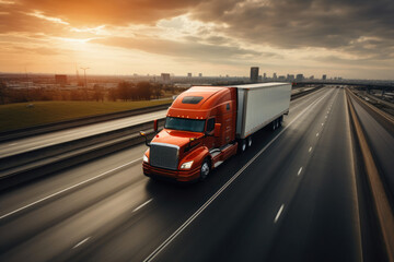 Fototapeta na wymiar Blurred Bliss: Dynamic Truck on the Go
