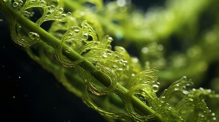 Fototapeta na wymiar seaweed close-up against black background.