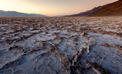 Cracked crystalline salt, Dry cracked earth in Salt Flats, Death Valley NP, California