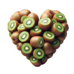 Kiwi Kindness: Heart-Shaped Pile on Transparent Background, GENERATIVE AI