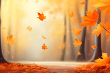 Golden Cascade: Autumn Leaves Dance