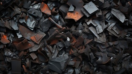 Parts of scrap iron easy to use for graphic backgrounds in manufacturing, steel industry, factories, etc.