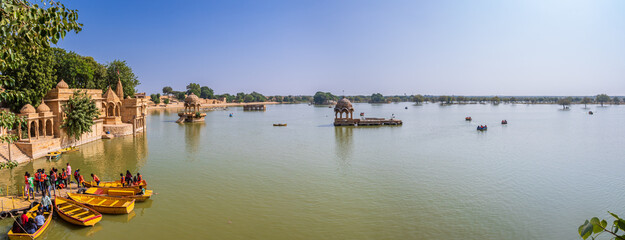 View of Gadisar Lake situated in the city of Jaisalmer, Rajasthan, India. It is an artificial lake...