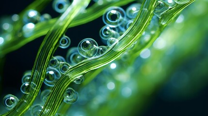 seaweed close-up against black background.