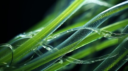 seaweed close-up against black background.