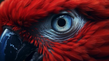 A close-up of a scarlet macaw's beak, showcasing its powerful and intricately designed tool for feeding and exploration.