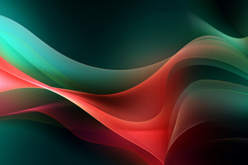 Abstract background with smooth lines of green and red colors.