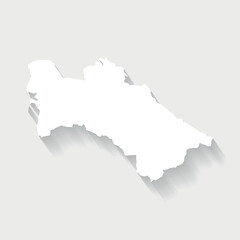 Simple white Turkmenistan map on gray background, vector