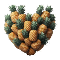 Pineapple Passion: Heart-Shaped Arrangement on Transparent Background, GENERATIVE AI