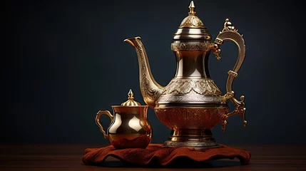 Foto op Plexiglas Arabic Coffee pot traditional. Saudi Coffee Dallah, A still life of Saudi traditional coffee pot or Dallah, Traditional Hospitality (Saudi Arabia). © HN Works