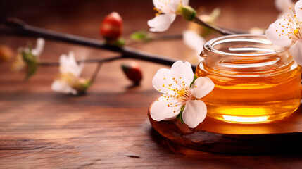 Manuka honey in a jar. Generative AI, - obrazy, fototapety, plakaty