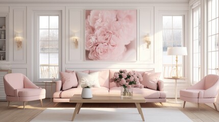 Fototapeta na wymiar cozy interior, sofas adorned with love-themed decor.
