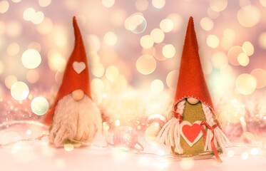 Christmas time is near - Cute littles winter gnomes is waiting for christmas.