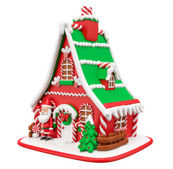 Gingerbread house christmas in 3d render illustration