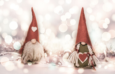 Christmas time is near - Cute littles winter gnomes is waiting for christmas.