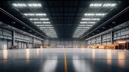 large industrial hall - transport warehouse - modern LED lighting