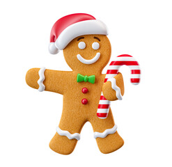 Gingerbread cookie for christmas in 3d render illustration