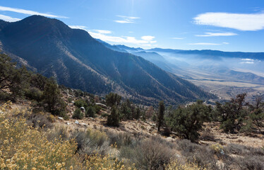 Clouds over valleys in the Sierra Nevada Mountains, California, USA