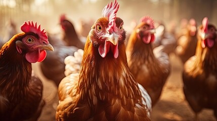 Chickens broilers on the farm. Selective focus.animals