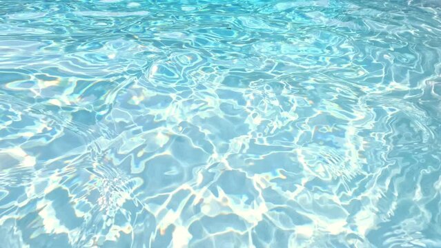 Water surface texture, clean swimming pool ripples and wave, Refraction of sunlight . Wide shot