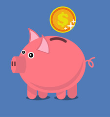 Saving money concept piggy bank and hand with dollars cartoon image with saving money line vector