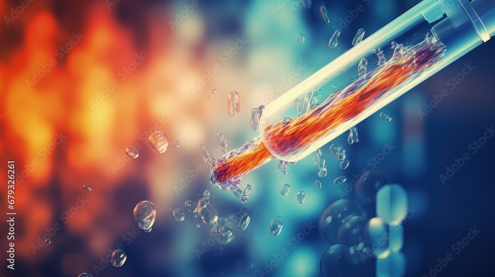 Aufkleber a pipette dropping sample into a test tube,abstract science background