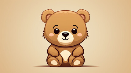 Cute brown bear vector on a plain background