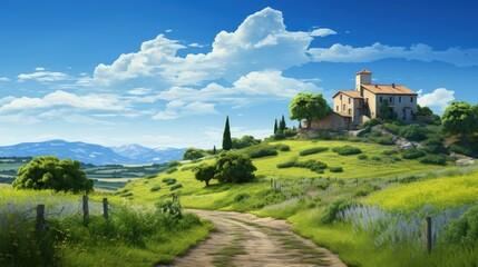 Fototapeta na wymiar Countryside landscape. Italy. Beautiful typical countryside summer landscape.