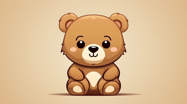 Cute brown bear vector on a plain background