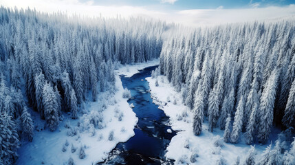 Snowy Forest Aerial Majesty

