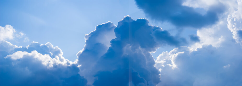 dense cumulus clouds on blue sky natural background