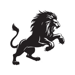 Fierce Lion Assault Silhouette - A Captivating Image Depicting the Aggression and Intensity of a Lion's Predatory Nature