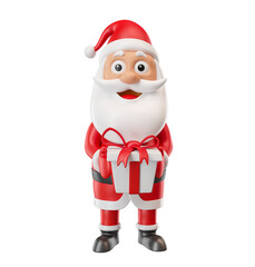 Santa Claus holding gift in 3d render illustration 