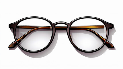 Shiny Black Round Plastic Optical Eyeglasses  on a white background - obrazy, fototapety, plakaty