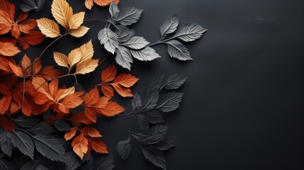 leaves on black ai generated