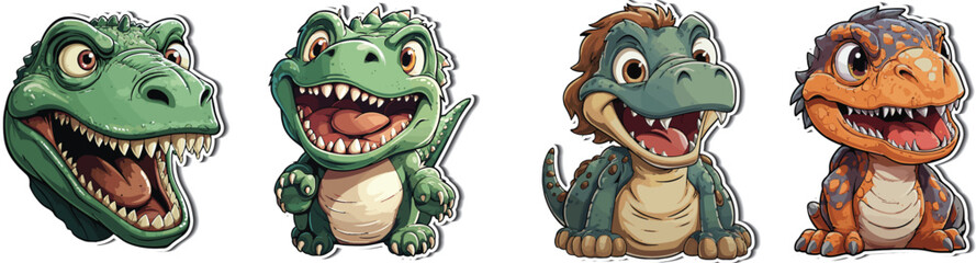 Tyrannosaurus Vector Cartoon - Dino Sticker. Join the fantasy fiesta with our T-Rex vector cartoon. A delightful dino sticker to bring imagination and charm to your creative projects.