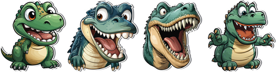 Jurassic Creature Clipart - Cute Cartoon Sticker. Tell enchanting tales with our Jurassic T-Rex creature clipart. A cute cartoon sticker to bring the prehistoric world to life in your designs. ©  IsolateArts