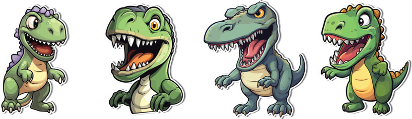 Colorful Tyrannosaurus Cartoon Clipart - SVG Sticker. Add a pop of color to your creations! Explore our vibrant T-Rex cartoon clipart in SVG format. Ideal for stickers, crafts, and more.