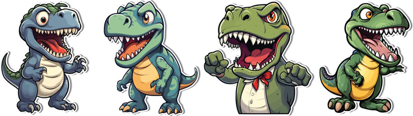 Cute Cartoon T-Rex Sticker - Jurassic Dino Clipart. Unleash the prehistoric charm with our adorable T-Rex cartoon sticker. High-quality vector illustration perfect for crafts and projects. ©  IsolateArts