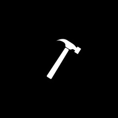 Hammer icon flat illustration for graphic and web design  isolated on black background