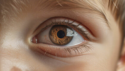 Fototapeta premium Close up shot of brown child eyes