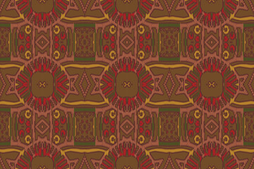 Ikat paisley embroidery on the fabric in Indonesia and other Asian countries.geometric ethnic oriental seamless pattern.Aztec style. illustration.design for texture,fabric,clothing,wrapping,carpet.