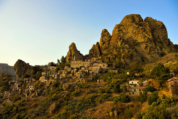 the perched village of Pentedattilo Calabria Italy