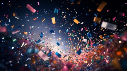 Multiple party poppers going off simultaneously, filling the scene with confetti.