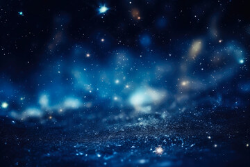 Fototapeta na wymiar Galactic Nebula: Cosmic Blue Silver Glittering Particles