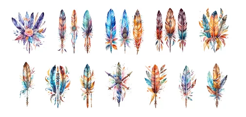 Gartenposter Boho-Stil Boho arrow feather watercolor retro  elements isolated
