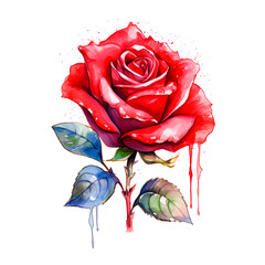 Watercolor illustration roses flowers isolated blossom